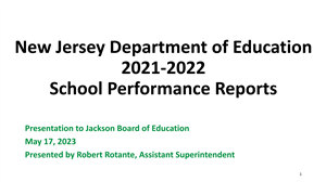 cover of school performance report presentation